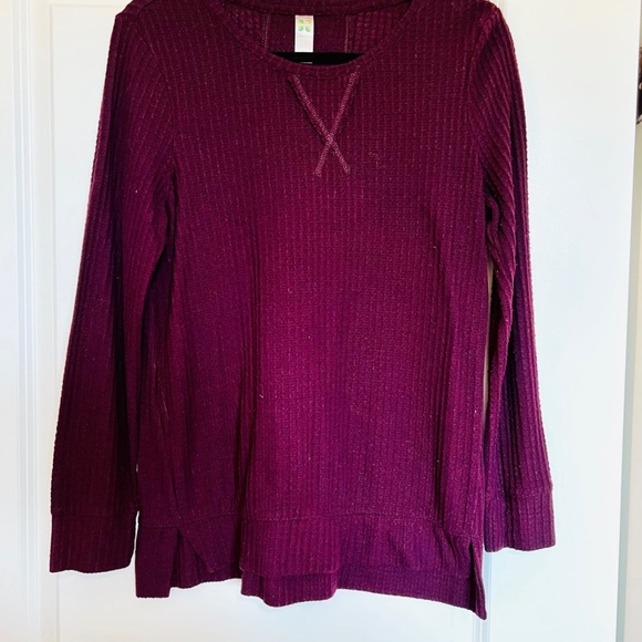 Maroon Waffle Knit Sweater - Picture 1 of 4
